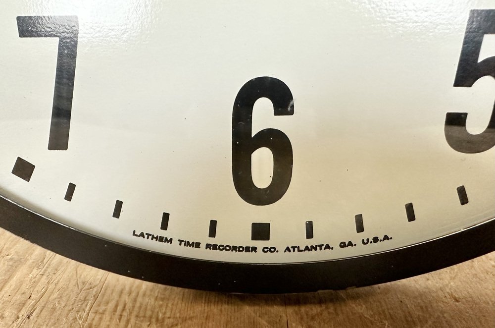 Vintage Black School Wall Clock from Lathem, 1980s for sale at Pamono