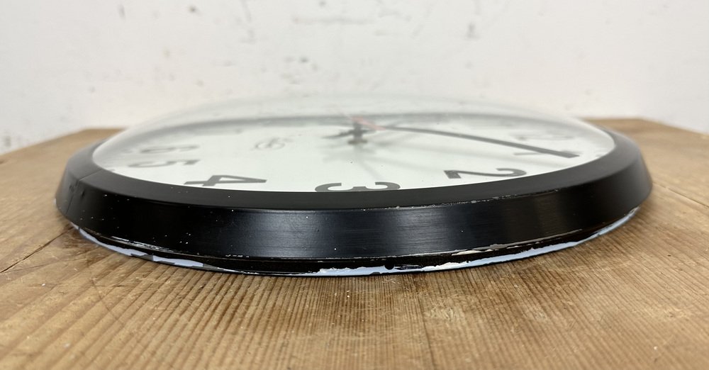 Vintage Black School Wall Clock from Lathem, 1980s for sale at Pamono