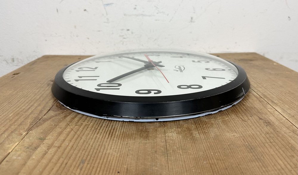 Vintage Black School Wall Clock from Lathem, 1980s for sale at Pamono