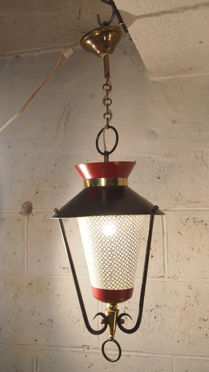 Mid Century French Lantern Pendant Light From Arlus 1952 For Mid Century French Lantern Pendant Light From Arlus 1952