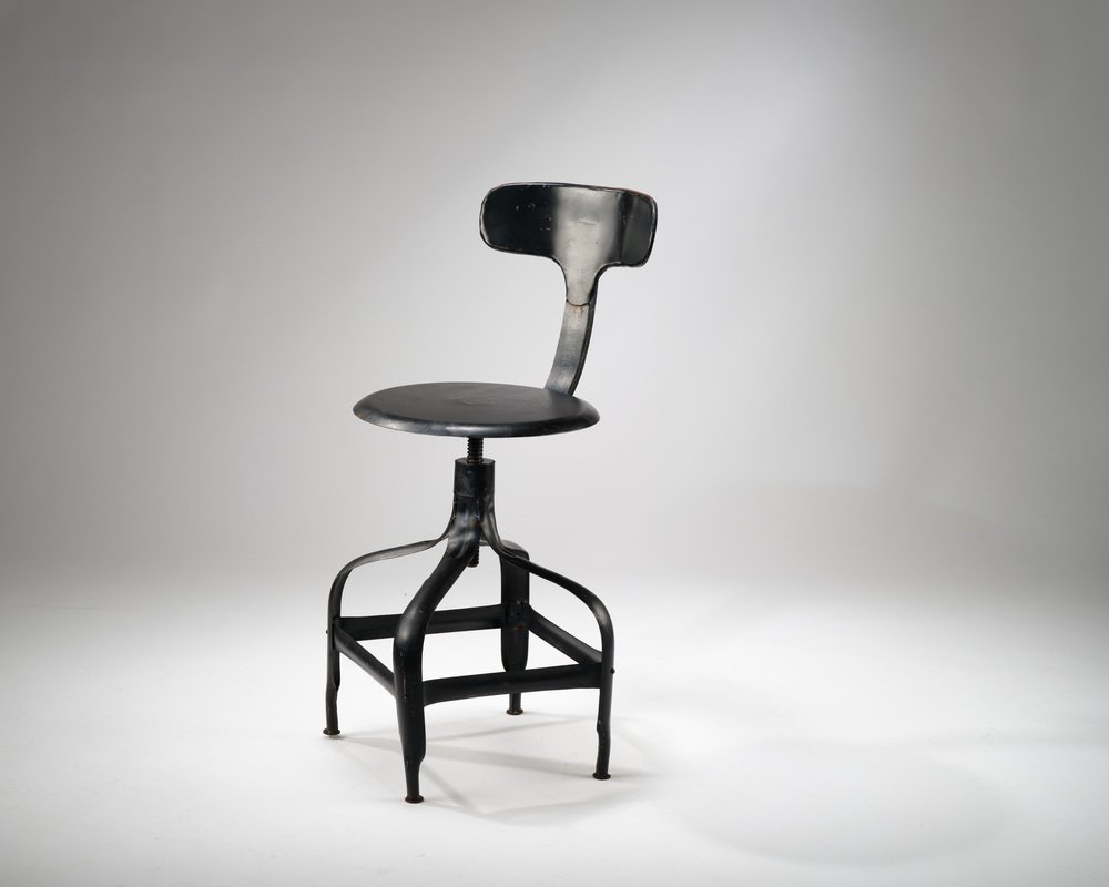 Industrial English Adjustable Pressed Steel Bar Stool, 1970s for sale