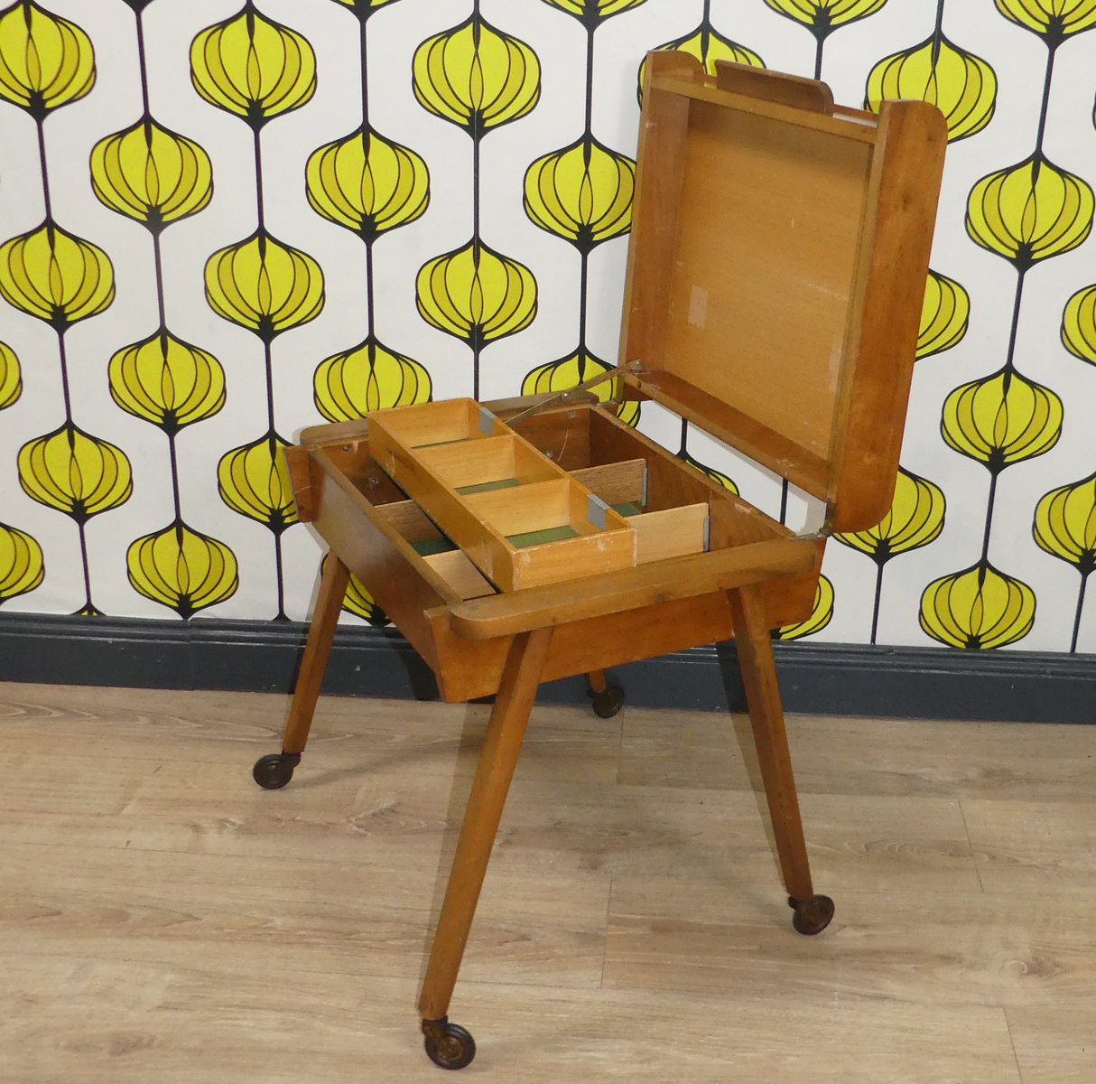 Art Deco Sewing Box on Wheels in Wood for sale at Pamono