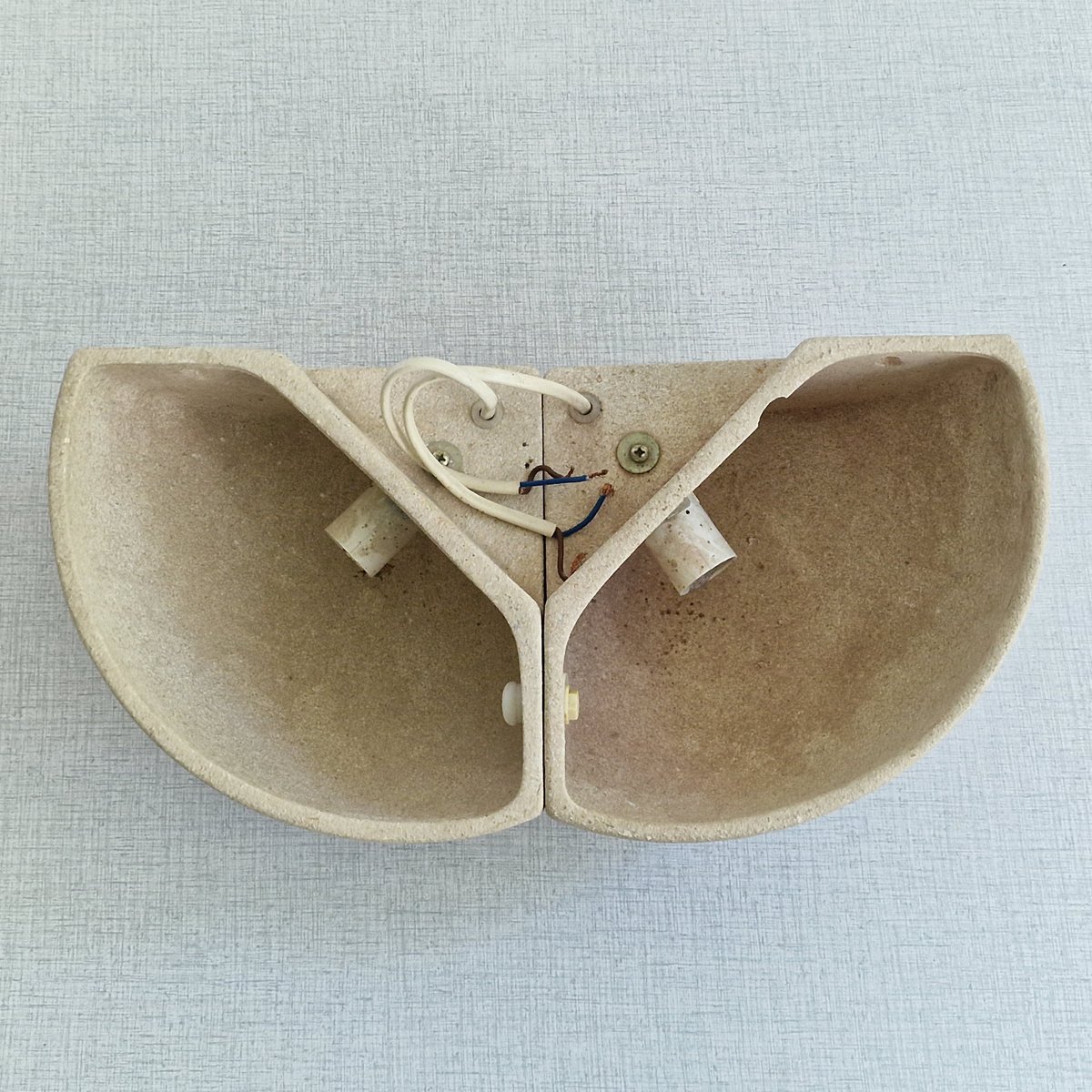 Creme textured ceramic wall sconce 1970s for sale at pamono