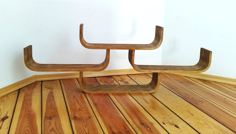 Czechoslovak Bent Plywood Shelf attributed to Ludvik Volak for