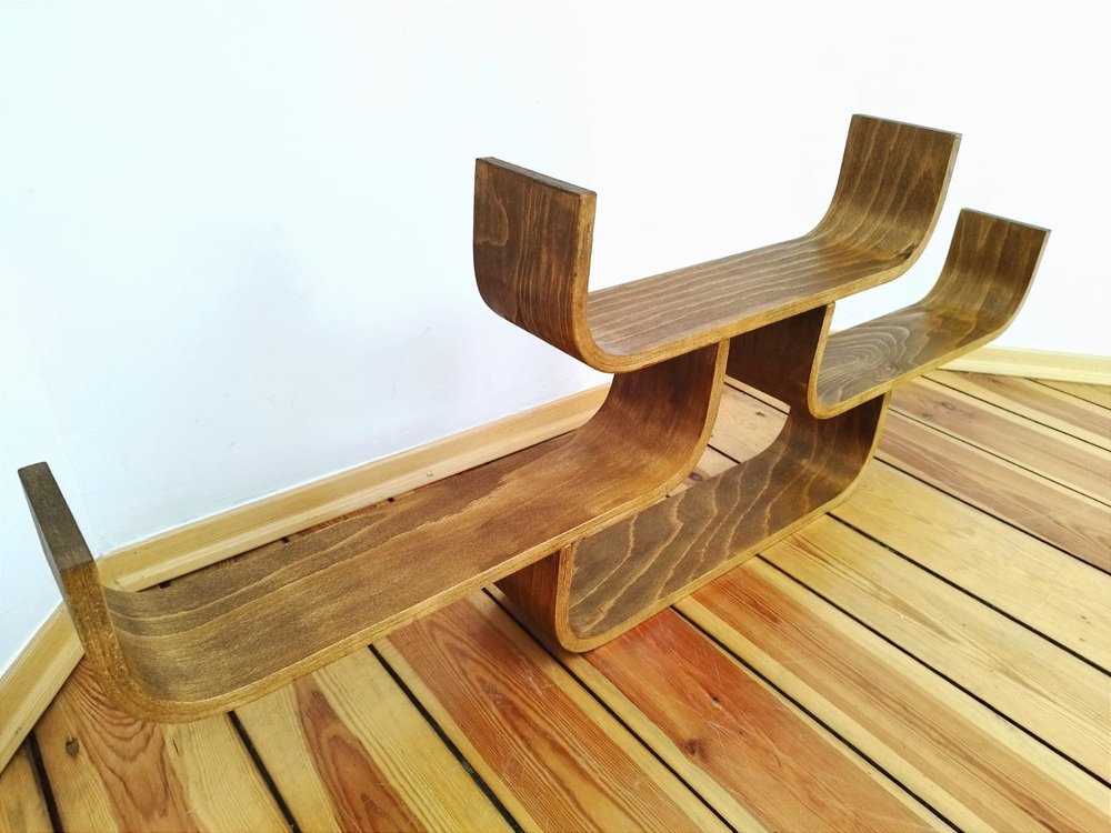 Czechoslovak Bent Plywood Shelf attributed to Ludvik Volak for
