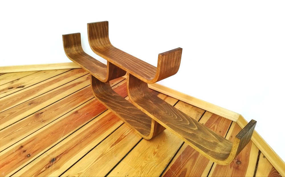 Czechoslovak Bent Plywood Shelf attributed to Ludvik Volak for
