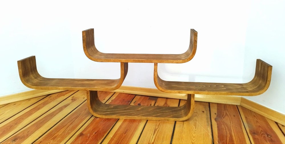 Czechoslovak Bent Plywood Shelf attributed to Ludvik Volak for