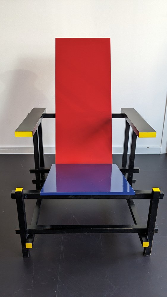 Vintage Red and Blue Armchair by Gerrit Thomas Rietveld for Cassina