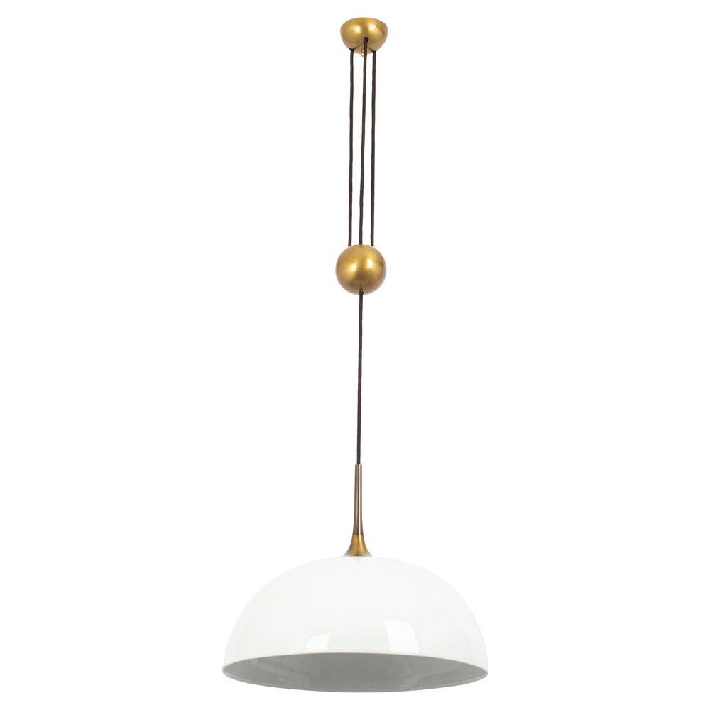 Large Adjustable Dark Brass Counterweight Pendant Light by Florian