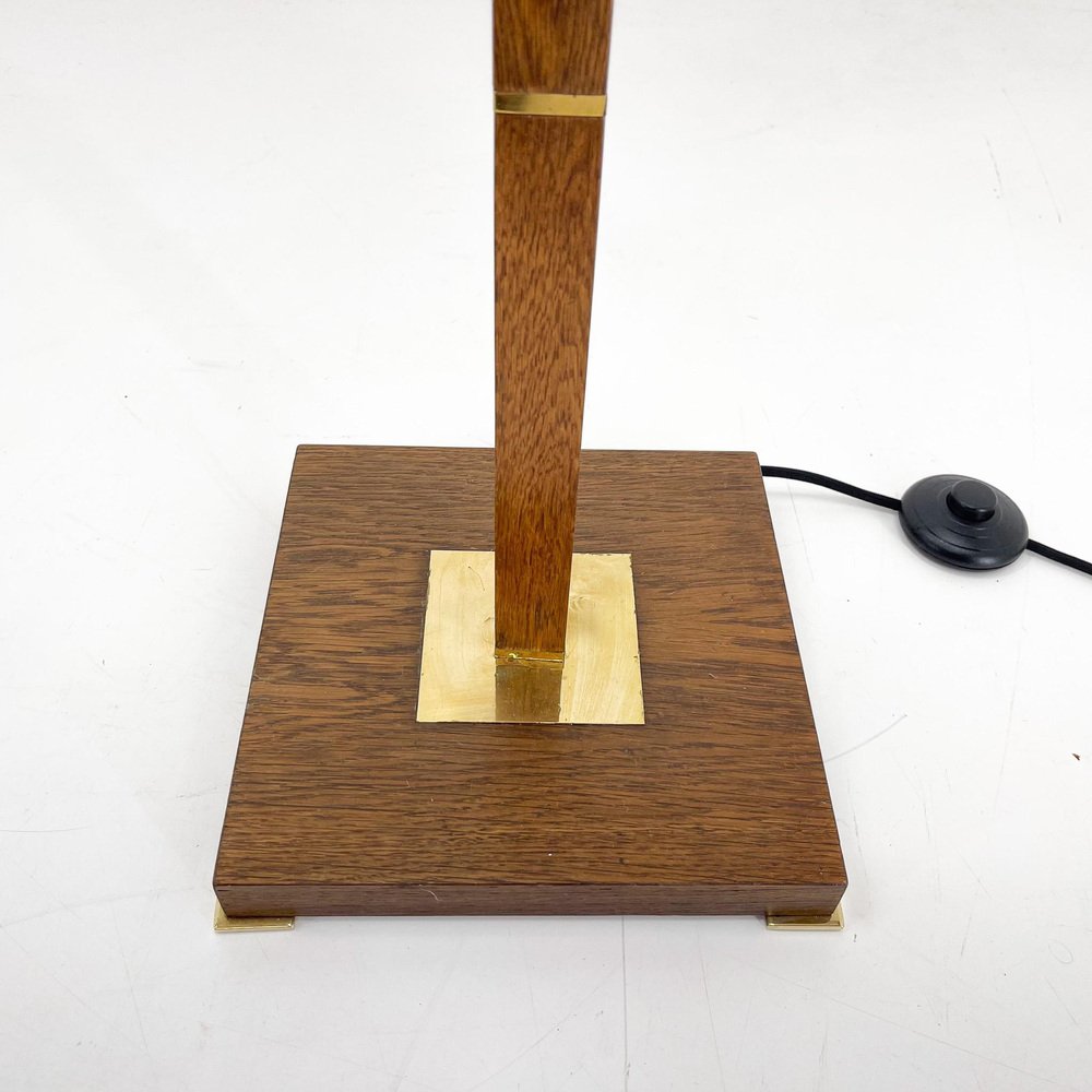 Brass & Wood Floor Lamp, Denmark, 1960s for sale at Pamono