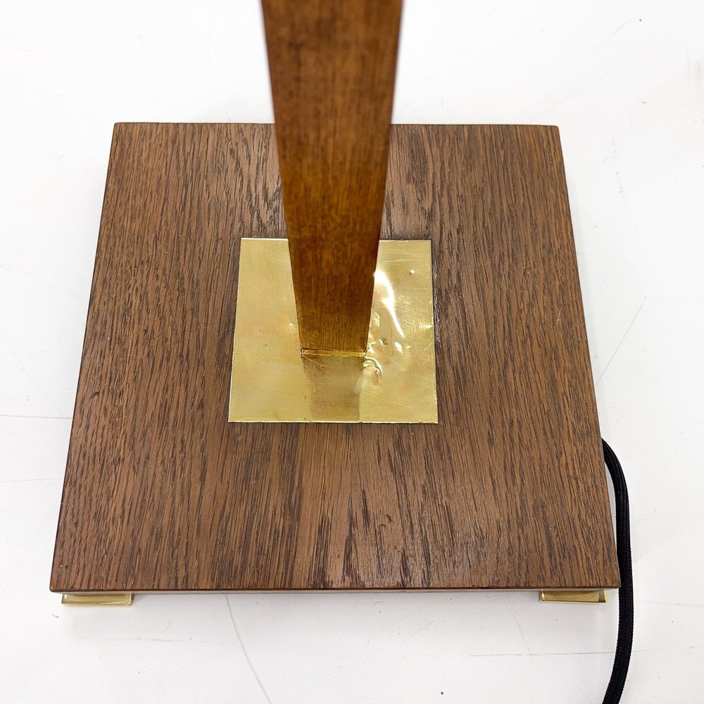 Brass & Wood Floor Lamp, Denmark, 1960s for sale at Pamono