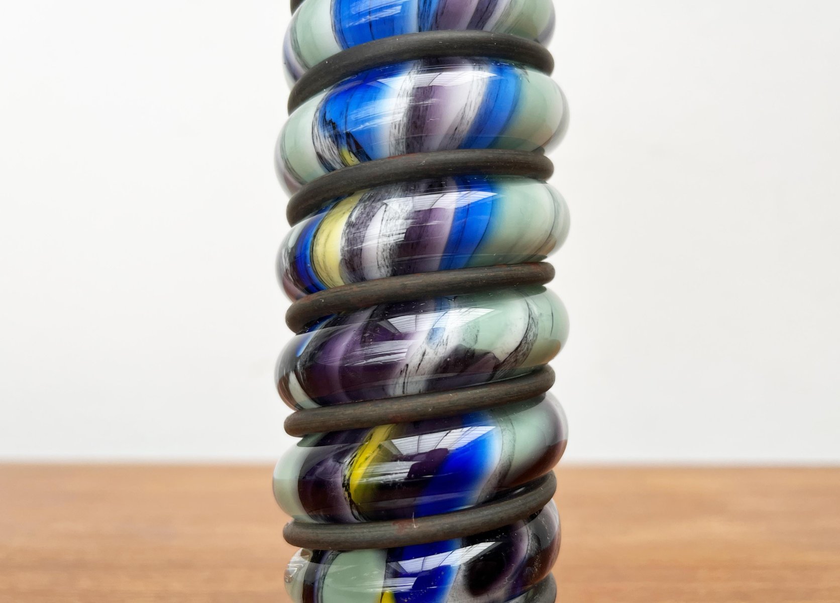 Postmodern Metal and Art Glass Goblet by Hans Jürgen Richartz for ...