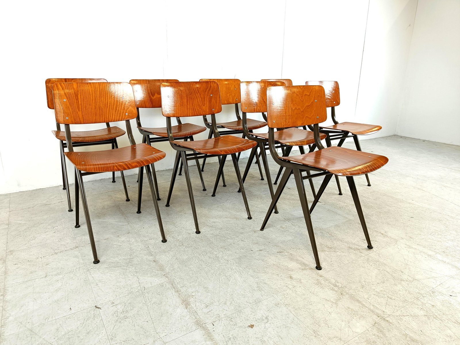 Vintage Industrial Dining Chairs by Friso Kramer, 1960s, Set of 2 for