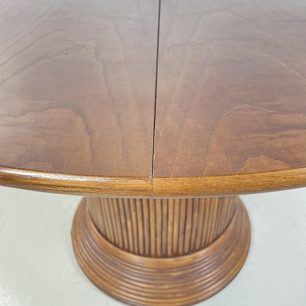 MidCentury Italian Round Wooden Dining Table with Extensions, 1960s