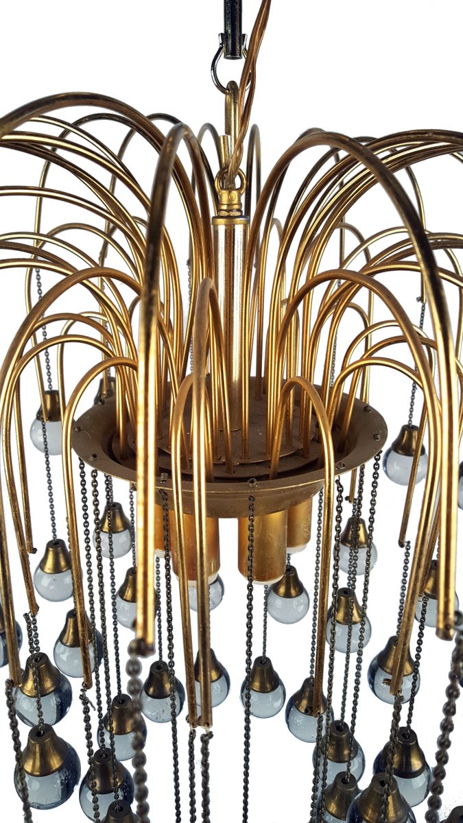 Lampadario con gocce in cristallo di Murano di Paolo Venini, anni '60