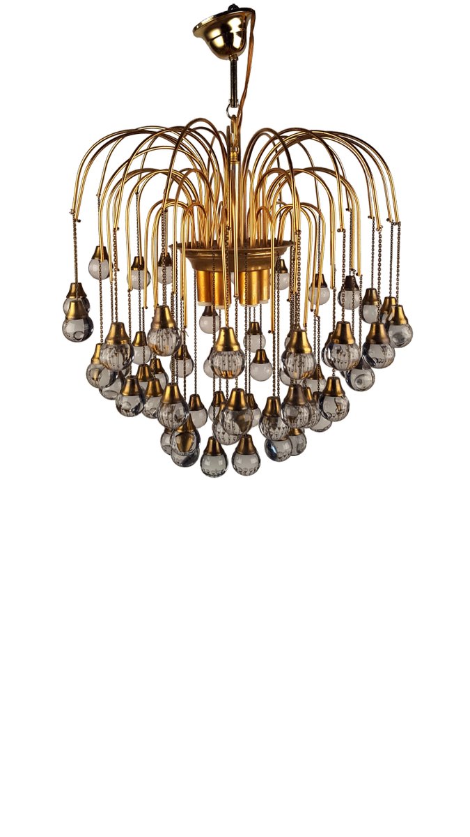 Lampadario con gocce in cristallo di Murano di Paolo Venini, anni '60