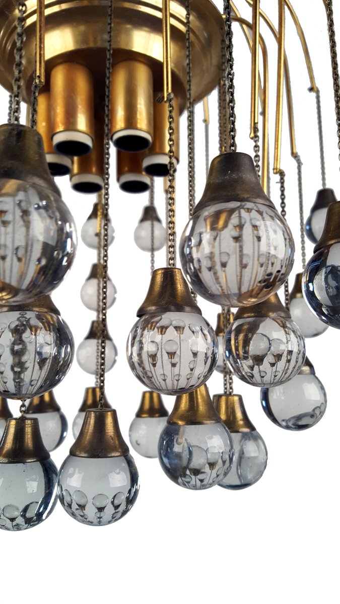 Lampadario con gocce in cristallo di Murano di Paolo Venini, anni '60