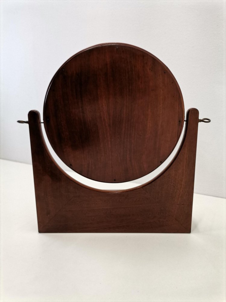 Vintage Round Table Mirror with Drawer, 1950s for sale at Pamono