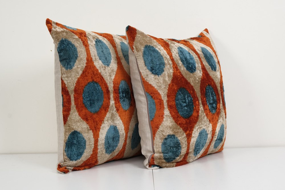 Cushion Cover Silk Velvet Ikat / Organic Linen 40x60cm VL060