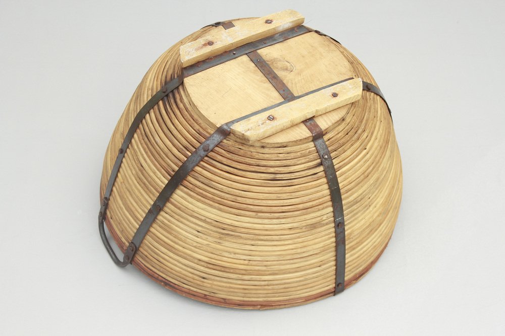 Cesto Grande In Vimini Intrecciato K1-004 - 50x35x38 Cm, Con Inserti In Tessuto Rimovibile, Fatto A Mano