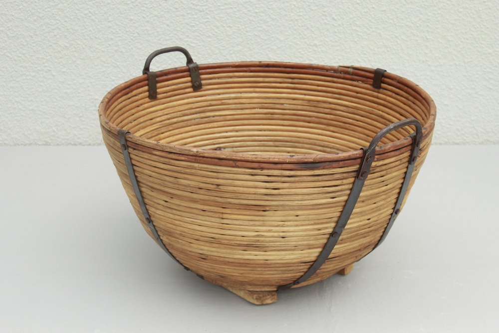 Cesto In Vimini Intrecciato Grande Con Manico E Inserto In Tessuto - MyBer, Marrone, 50x32x22 Cm - Per Spesa, Picnic O Decorazione - 5