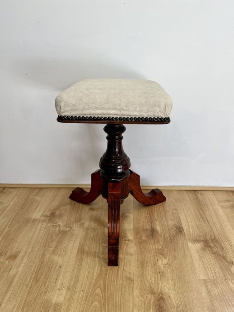 Antique Victorian Mahogany Revolving Piano Stool, 1880s for sale at Pamono