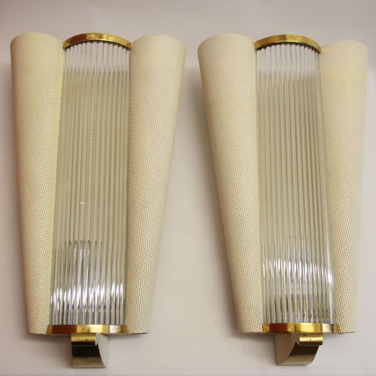 French mid century wall sconces with glass rods from petitot 1950s set of 2
