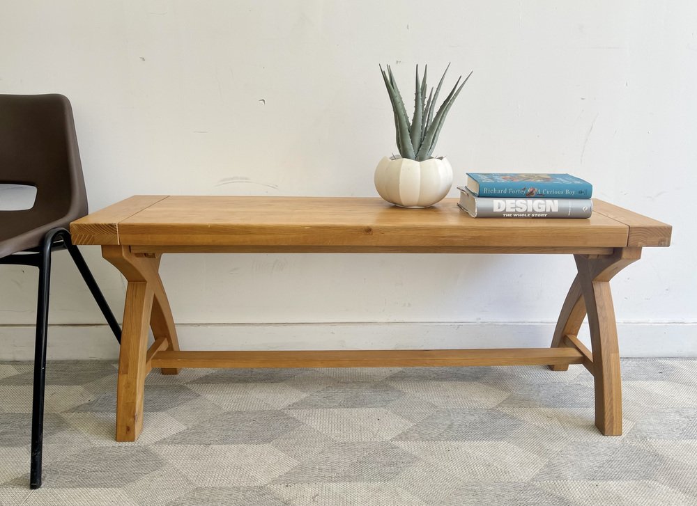 Oak Cross Leg Dining Bench for sale at Pamono