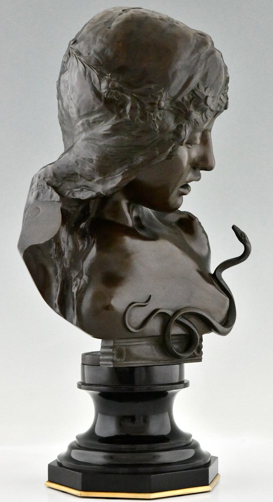 Isidore De Rudder, Jugendstil Kleopatra Büste mit Schlange, 1900 ...