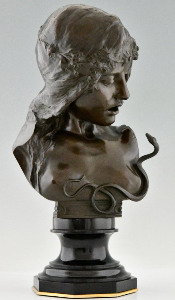Isidore De Rudder, Jugendstil Kleopatra Büste mit Schlange, 1900 ...