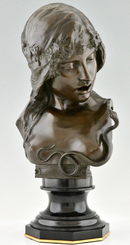 Isidore De Rudder, Jugendstil Kleopatra Büste mit Schlange, 1900 ...