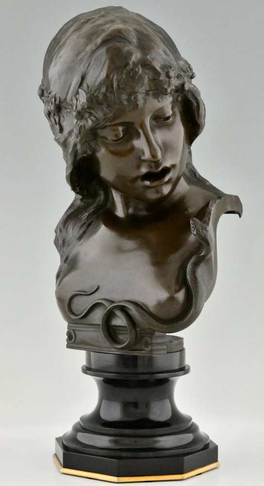 Isidore De Rudder, Jugendstil Kleopatra Büste mit Schlange, 1900 ...