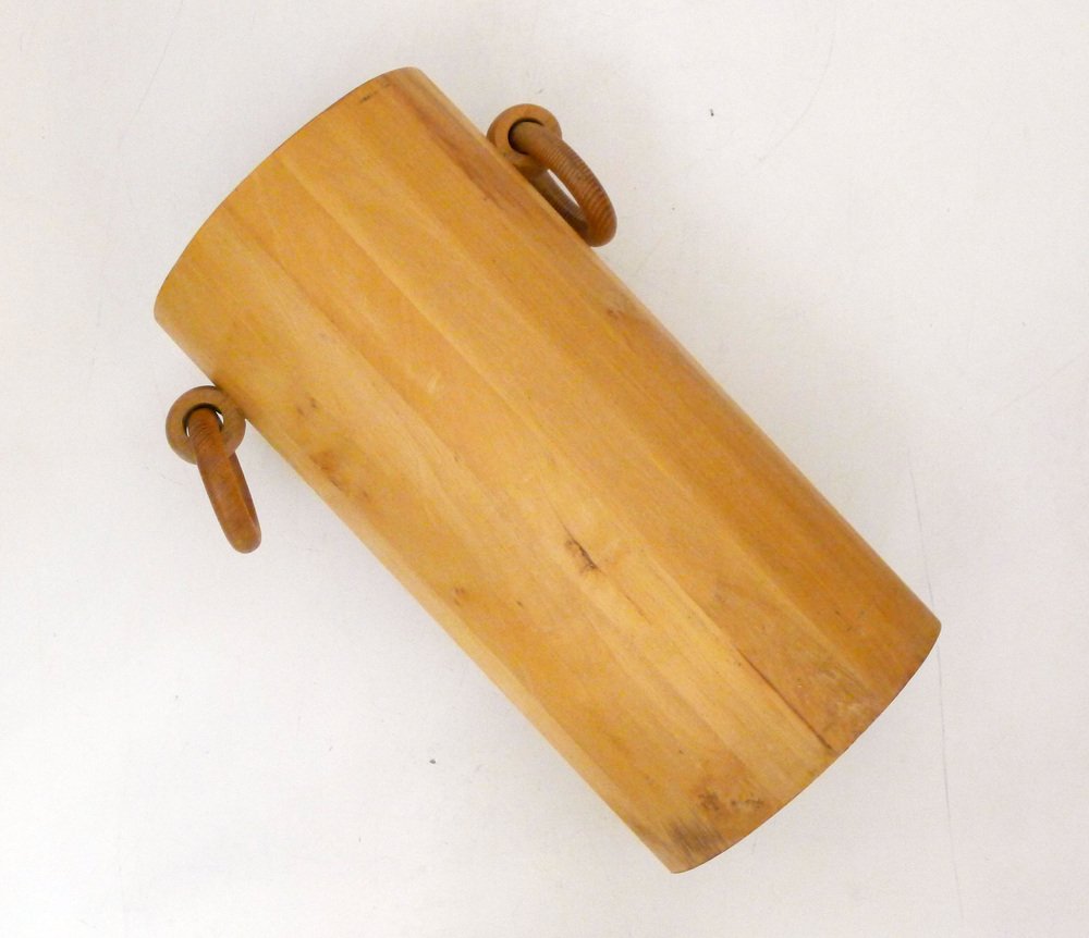 Wooden Umbrella Stand with Large Rings Handles, 1980s for sale at Pamono
