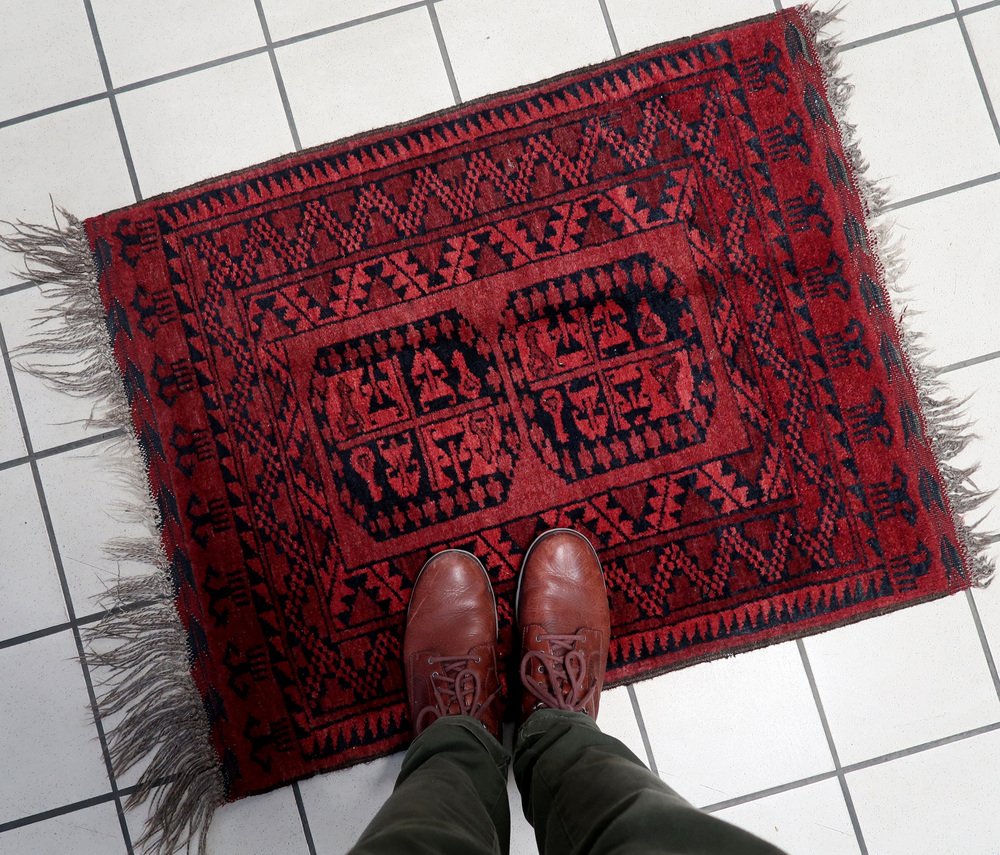 2 x 3 pieds tapis Ersari rouge - Tapis en laine afghane noué à la main - France