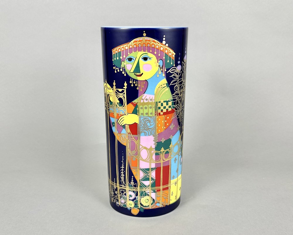 Vintage Cylinder Porcelain Model 1001 Nacht Vase by Björn Wiinblad for