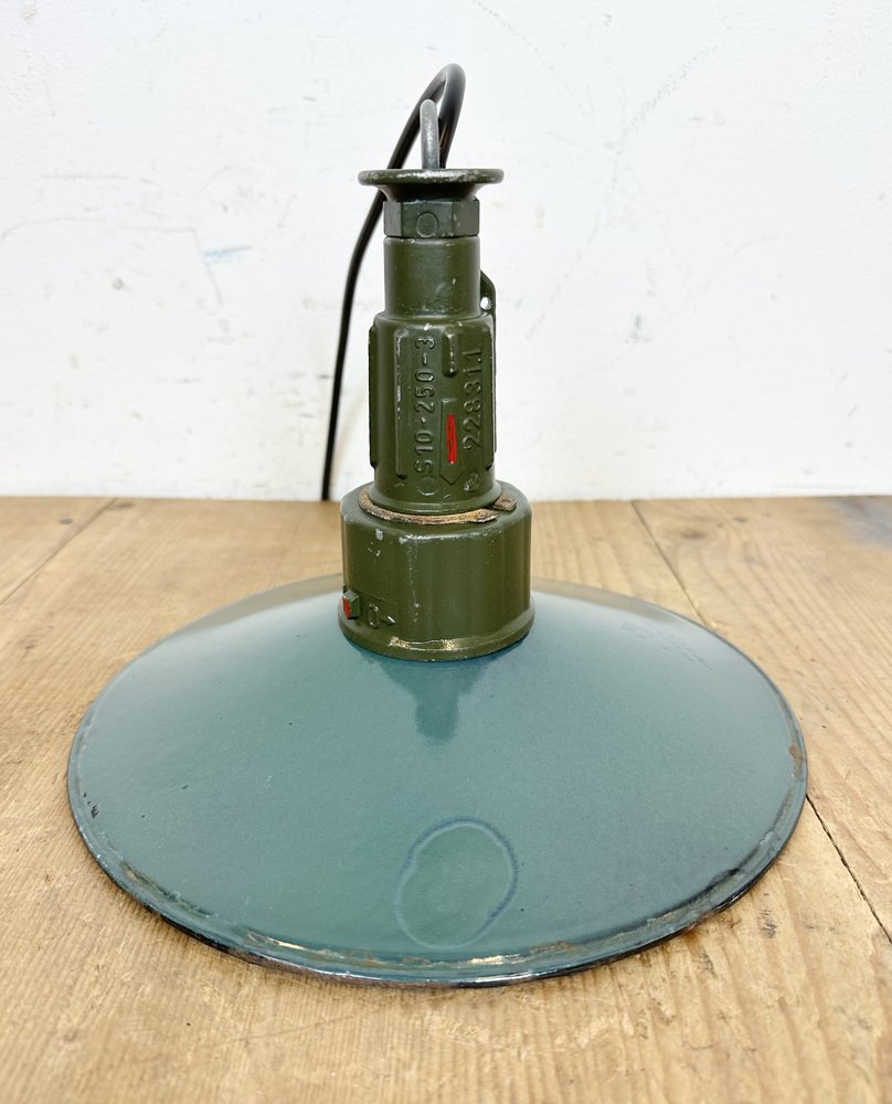 Industrial Enameled Military Pendant Lamp with Cast Aluminium Top ...