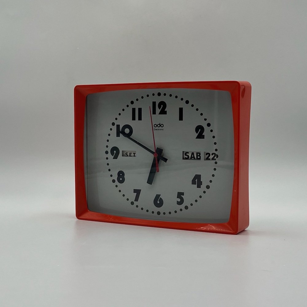 Space age wall clock with calendar from odo france 1970s for sale at