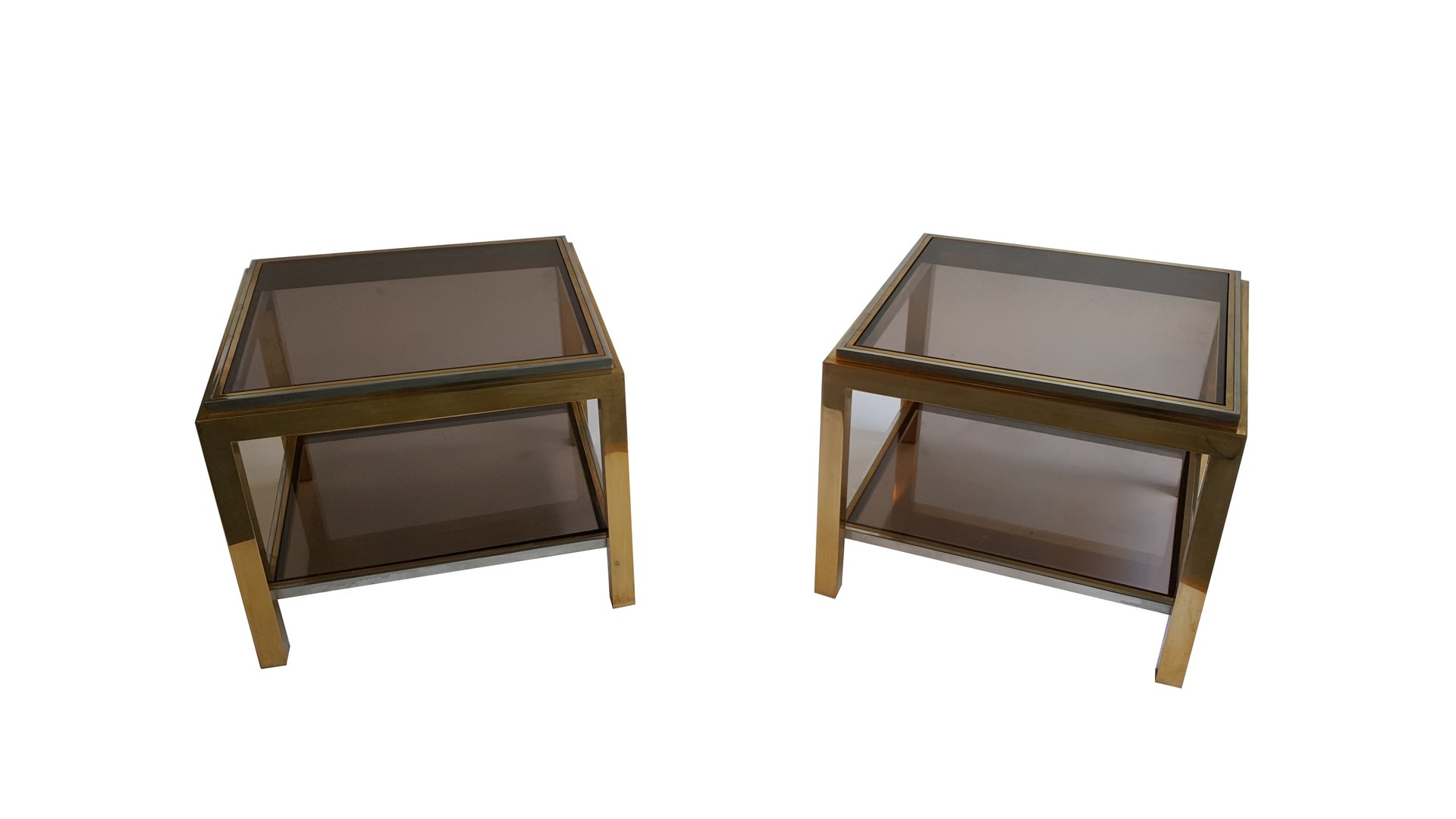 Brass And Smoked Glass Coffee Tables By Jean Charles Set Of 2 For Brass And Smoked Glass Coffee Tables By Jean Charles Set Of 2
