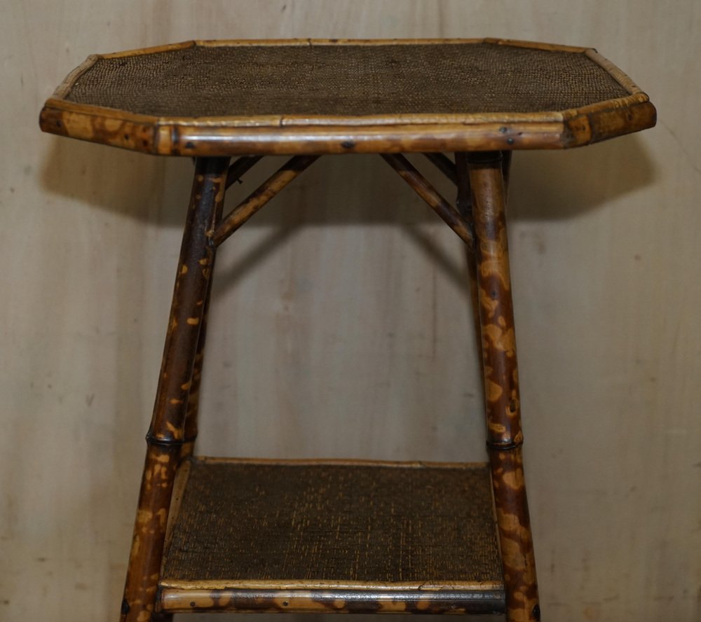 Antique 19th Century Victorian Tiger Bamboo Side Table, 1880s for sale
