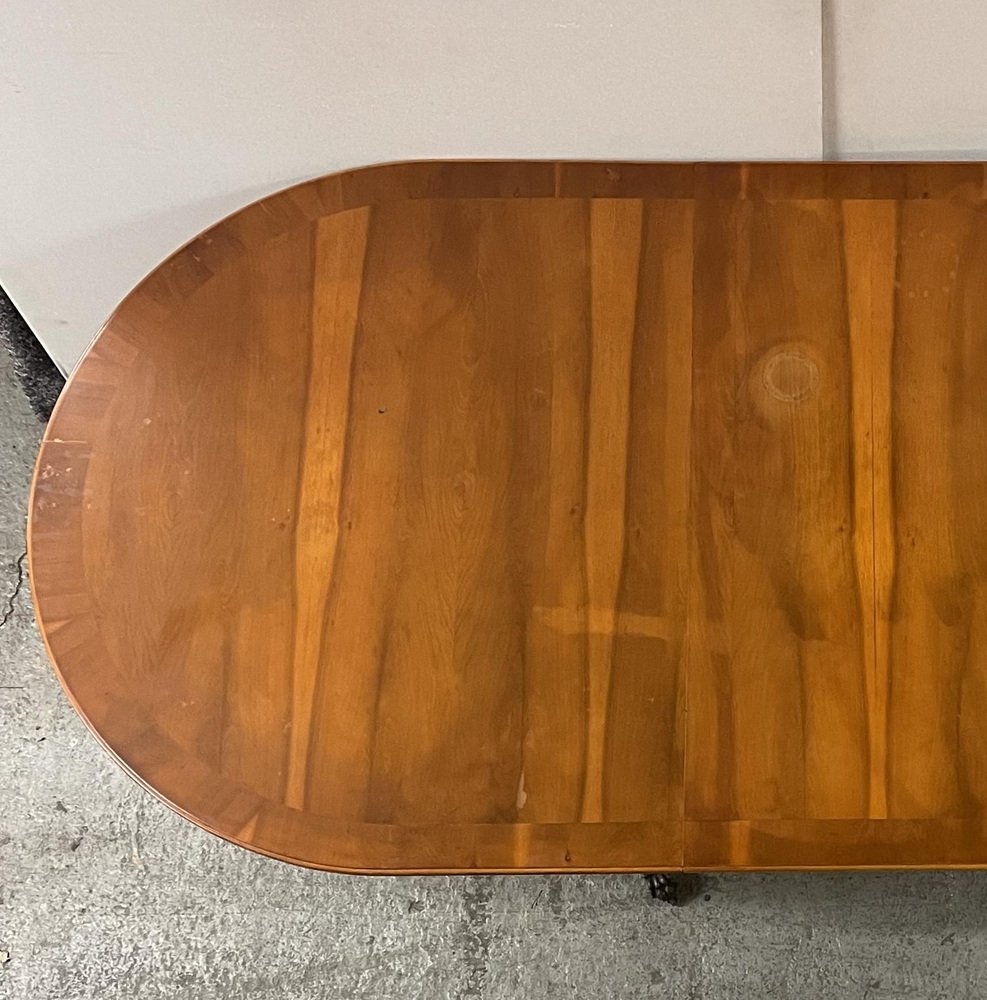 Vintage Yew Wood Twin Pedestal Extending Dining Table for sale at Pamono