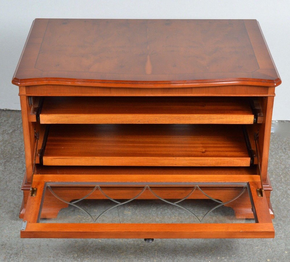 Vintage Media Cabinet Storage Cupboard in Walnut with Sliding Shelves for sale at Pamono