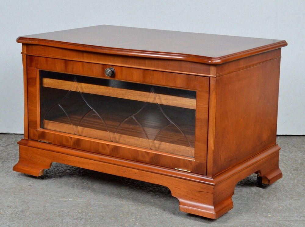 Vintage Media Cabinet Storage Cupboard in Walnut with Sliding Shelves for sale at Pamono