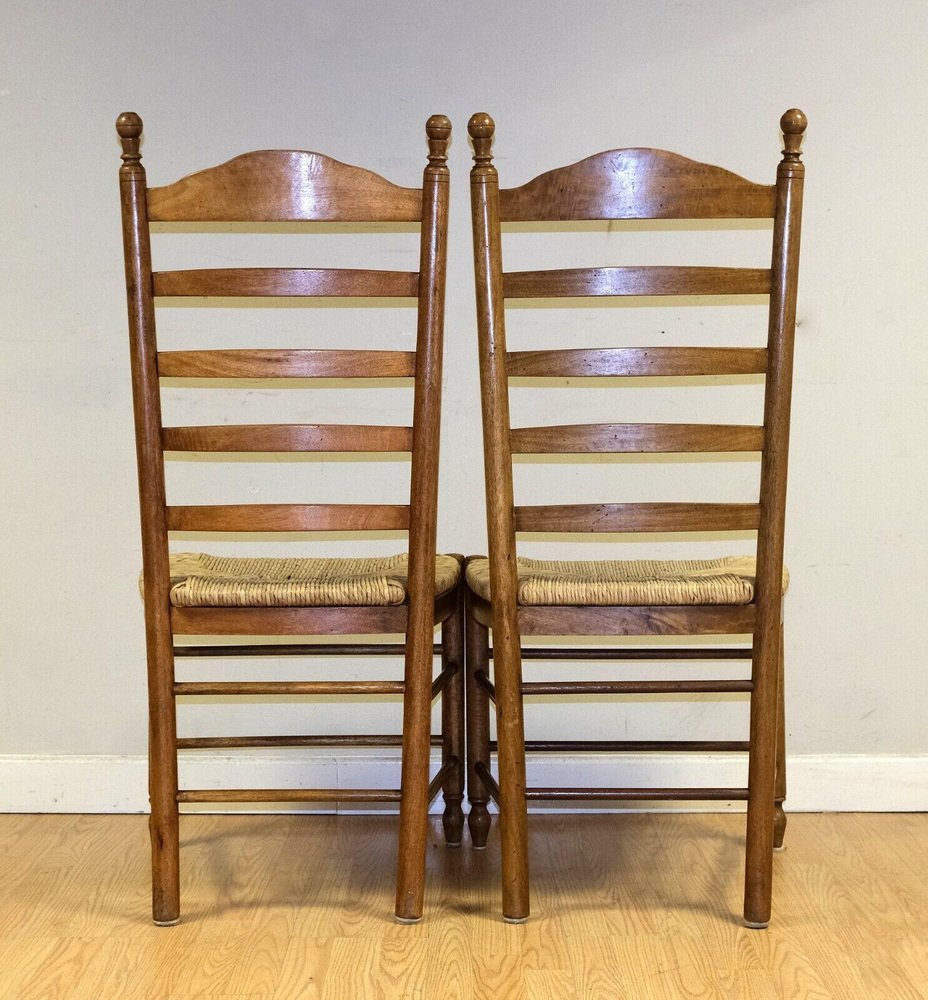Farmhouse Rush Seat Ladder Back Dining Chairs, Set of 4 for sale at Pamono
