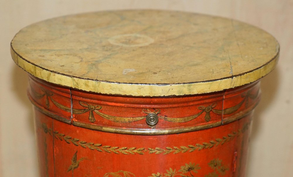 Tall Chinese Chinoiserie Side Tables with Cupboard Base Drawers, 1900s