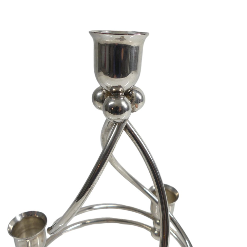 Petite Art Deco Silver Plated Danish Candle Holders
