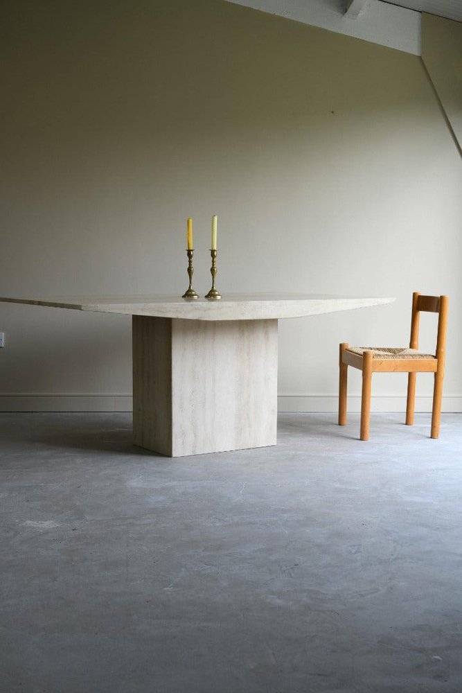 Rectangular Travertine Dining Table for sale at Pamono