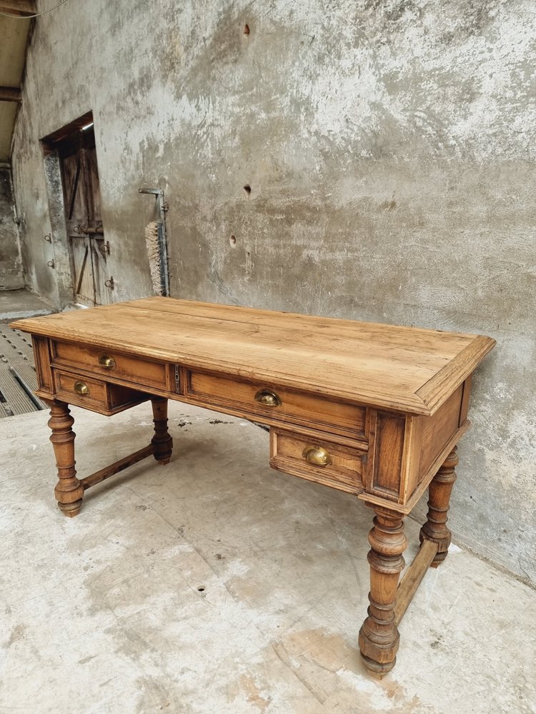 Antique Oak Desk with Drawers, 1890s for sale at Pamono