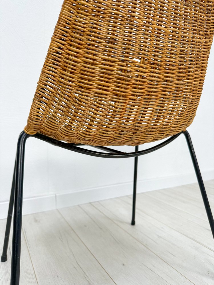 Vintage Wicker Basket Chair by Gian Franco Legler, 1950s for sale at Pamono