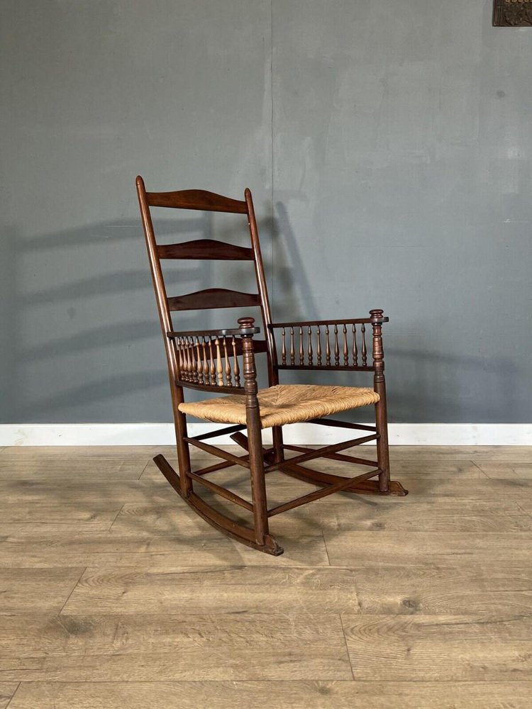Mahogany Rocking Chair, 1890s for sale at Pamono