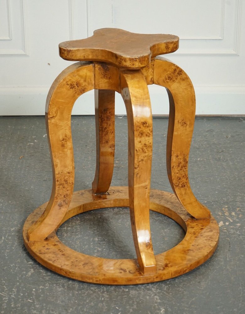 Art Deco Circular Burr Walnut Pedestal Console Table for sale at Pamono